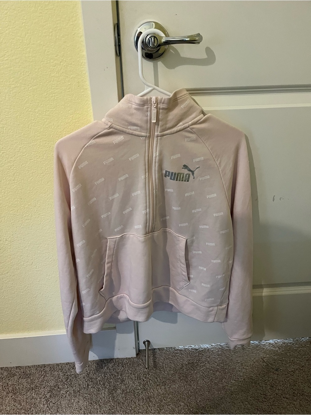 Puma Women's Pale Pink Half-Zip Cowl Neck Sweater